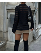 Chemise en maille ajourée à manches longues