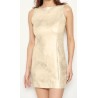 Robe courte en suédine feuille d'or, col rond, sans manche