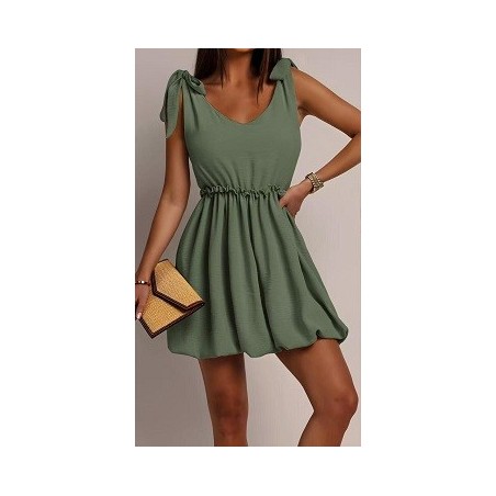 Robe courte femme  nœud aux épaules col V dos en V
