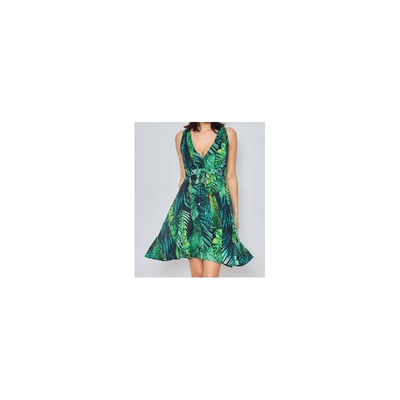 Robe courte avec imprimée et doublée.