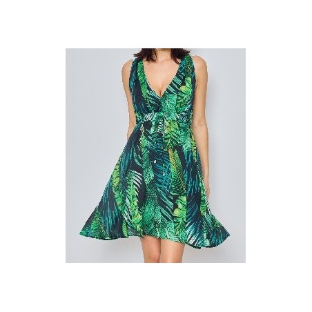Robe courte avec imprimée et doublée.