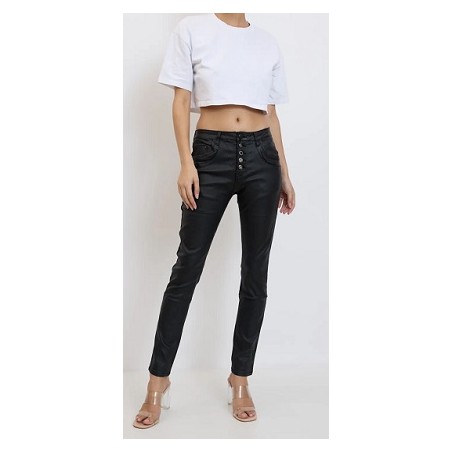 Pantalon Boyfriend simili cuir