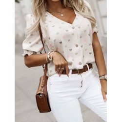 Top chemise imprimée en col V