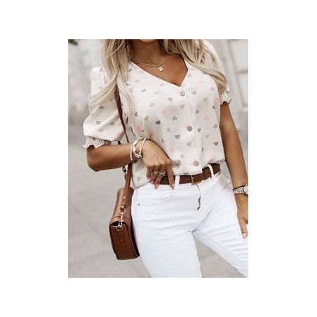 Top chemise imprimée en col V