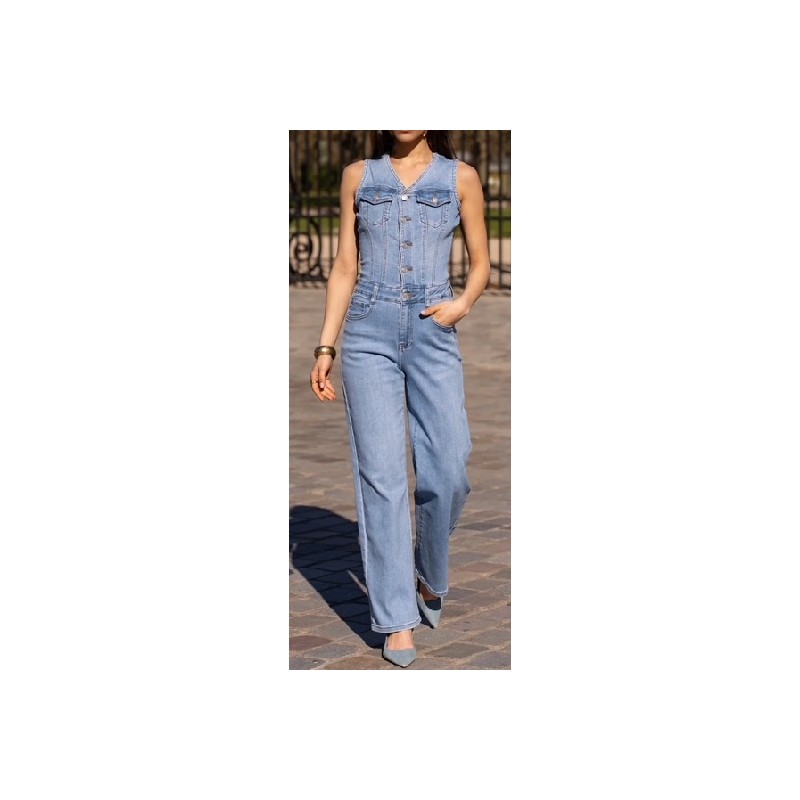 Combinaison en jean stretch sans manches
