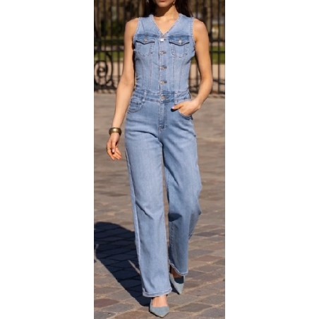 Combinaison en jean stretch sans manches