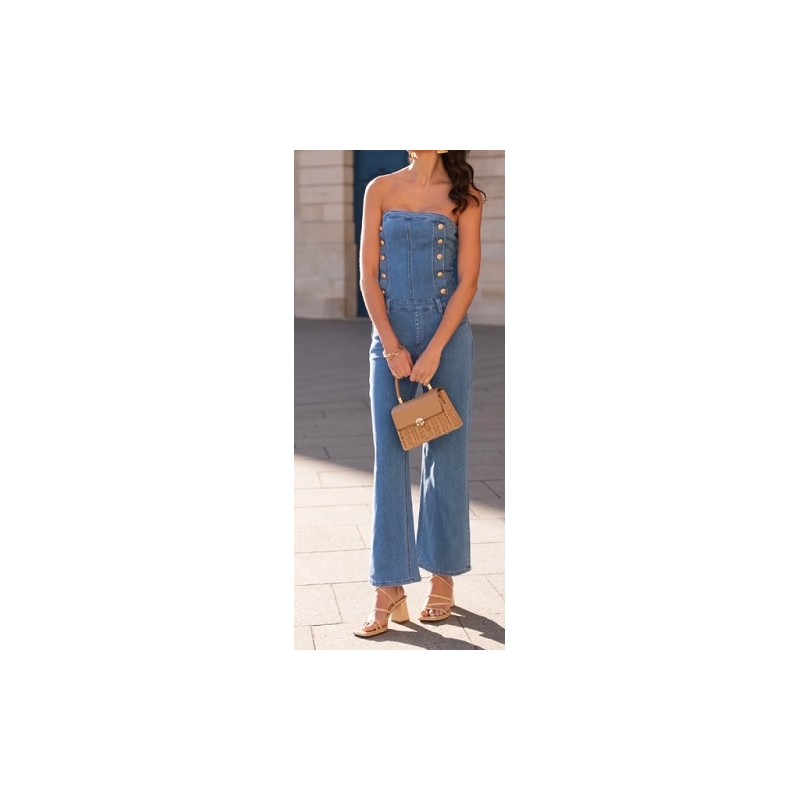 Combinaison bustier en jean stretch