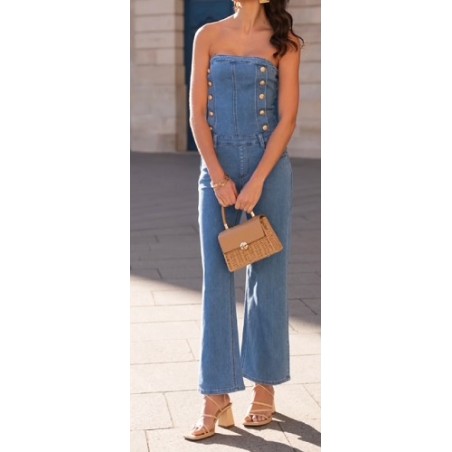 Combinaison bustier en jean stretch
