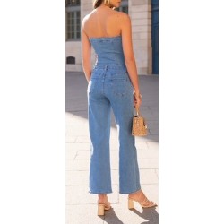 Combinaison bustier en jean stretch