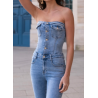 Combinaison bustier en jean stretch