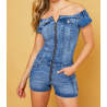 Combi short en jean stretch cargo