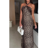 Robe longue à col noué