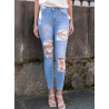 Jean skinny stretch déchiré avec têtes de mort