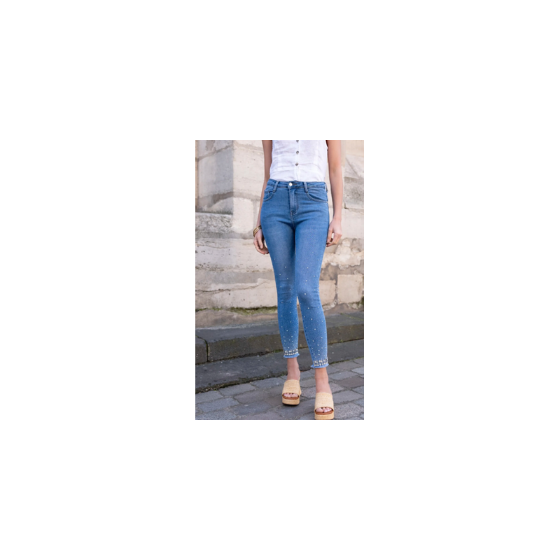 Jean skinny stretch avec diamants