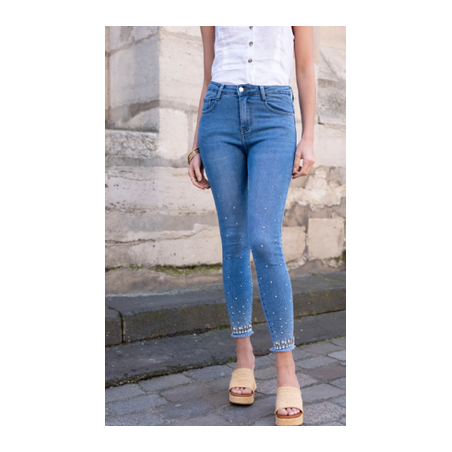 Jean skinny stretch avec diamants