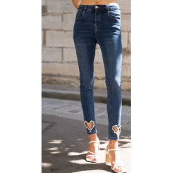 Jean skinny stretch avec cœurs