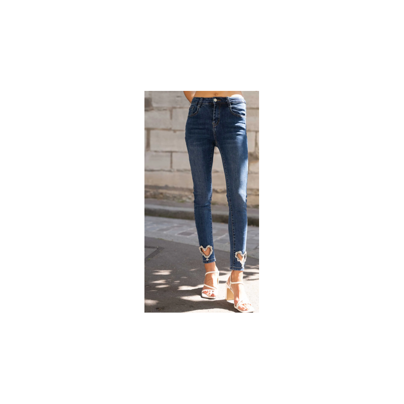 Jean skinny stretch avec cœurs