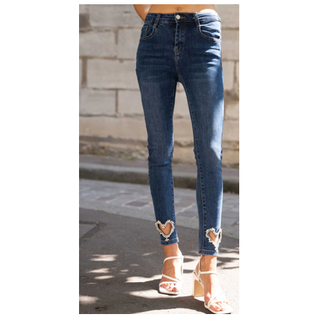 Jean skinny stretch avec cœurs