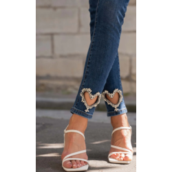 Jean skinny stretch avec cœurs
