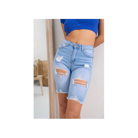 Bermuda en jean déchiré