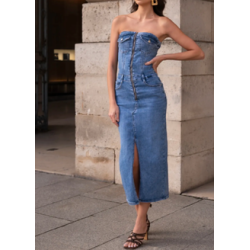 Robe bustier en jean stretch