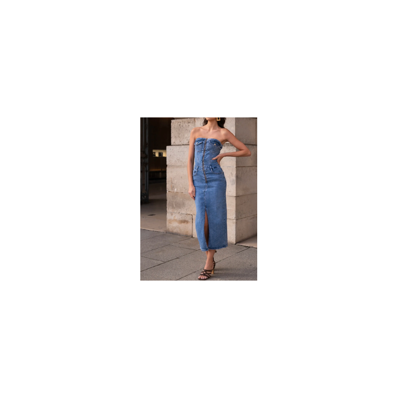 Robe bustier en jean stretch