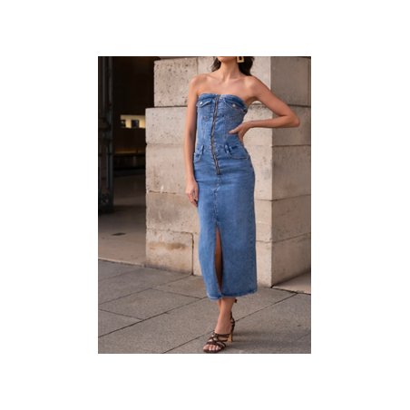 Robe bustier en jean stretch