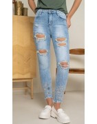 Jean skinny stretch avec têtes de mort
