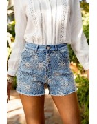 Short jean Brodé  Dentelle