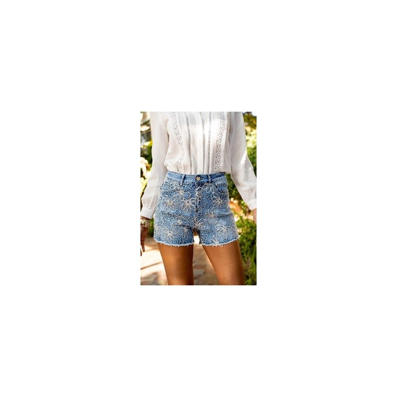 Short jean Brodé Dentelle Short jean Brodé Dentelle