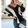 Pull à rayures en col V