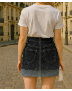 Jupe en jean avec strasse