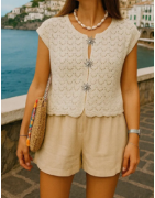 Pull en maille broches soleil
