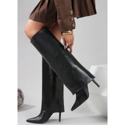 Bottes montantes à bout pointu et talon aiguille en simili